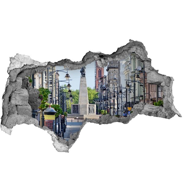 Mauerdurchbruch Aufkleber Straße mit einem Denkmal