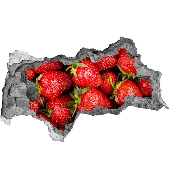 Wandbilder 3D Mauerdurchbruch Süße Erdbeeren im Beton