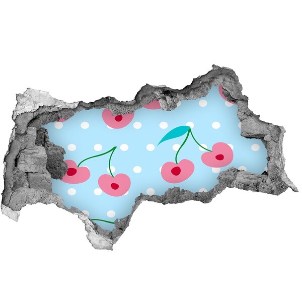 3D Wandtattoos Mauerdurchbruch Fruchtmuster auf blauem Hintergrund