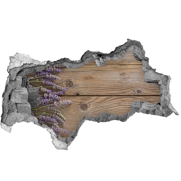 Mauerdurchbruch Aufkleber Lavendelblüten in einer Holzkiste