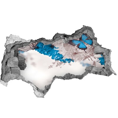 3D Wandtattoos Mauerdurchbruch Blumenlandschaft mit Schmetterlingen