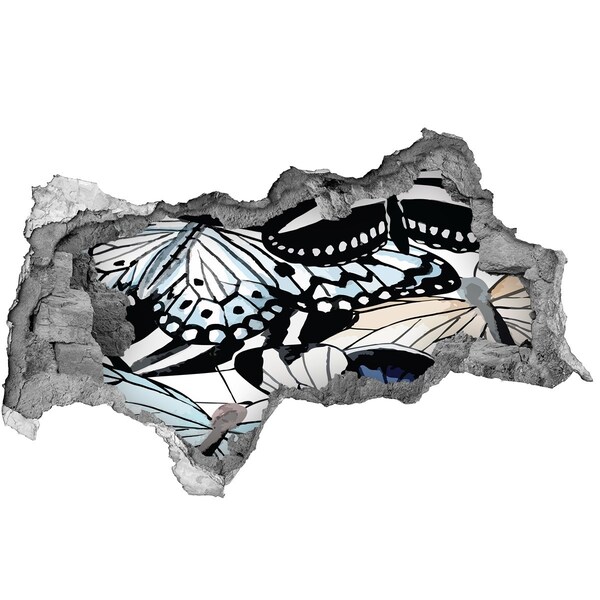 Mauerdurchbruch Aufkleber Schmetterlinge in einer farbenfrohen Komposition