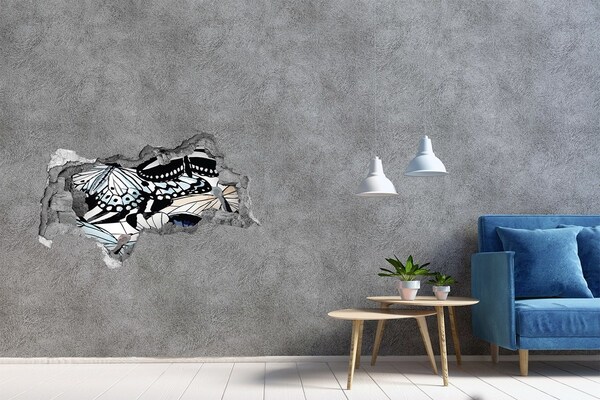 Mauerdurchbruch Aufkleber Schmetterlinge in einer farbenfrohen Komposition