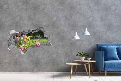 3D Wandtattoos Mauerdurchbruch Ein Blumenparadies hinter der Mauer