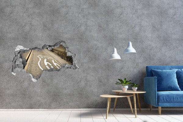 Mauerdurchbruch Aufkleber Route 66 aus Beton