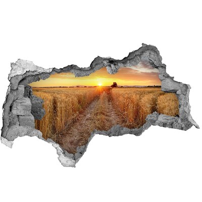 Mauerdurchbruch Aufkleber Goldener Sonnenuntergang über einem Getreidefeld