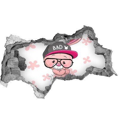 3D Wandtattoos Mauerdurchbruch Hase mit Hut