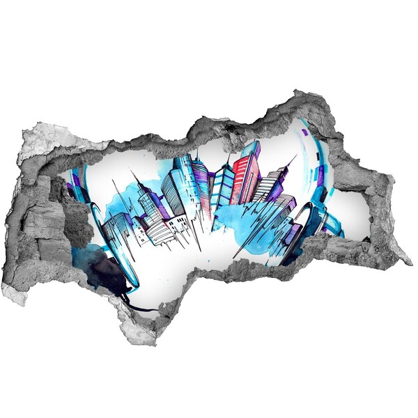 Wandbilder 3D Mauerdurchbruch Eine moderne Stadt in Trümmern