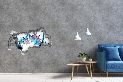 Wandbilder 3D Mauerdurchbruch Eine moderne Stadt in Trümmern