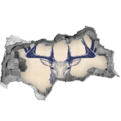 Mauerdurchbruch Aufkleber Ein sich bewegendes Reh in einem Loch in der Wand