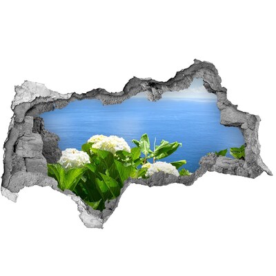 Wandtattoos Mauerdurchbruch Blick aufs Meer durch ein Loch in der Wand