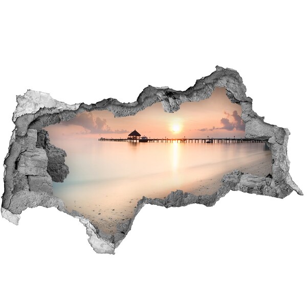 Wandbilder 3D Mauerdurchbruch Sonnenuntergang über der Seebrücke