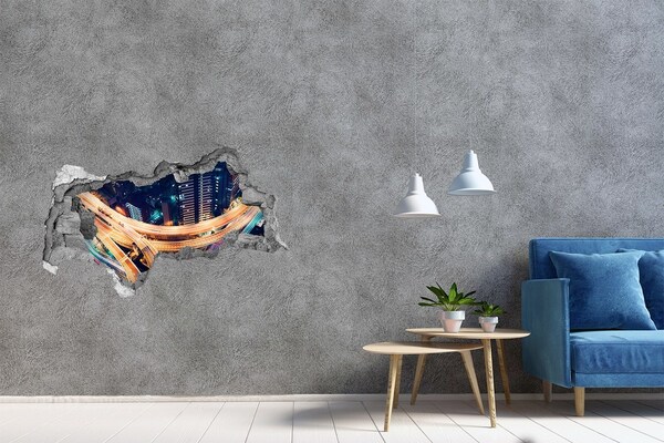 Mauerdurchbruch Aufkleber Blick auf die Stadt bei Nacht