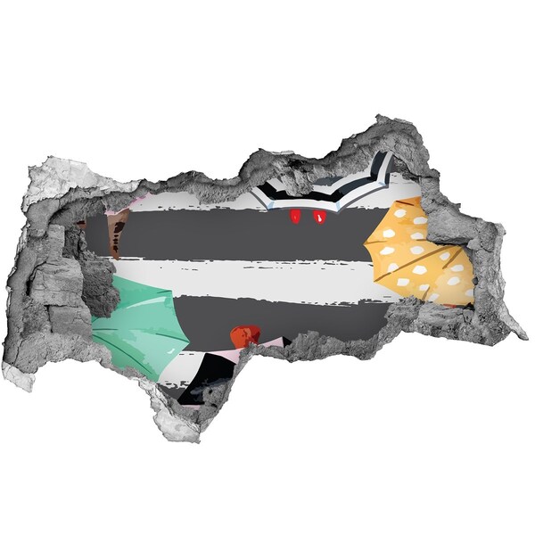 Wandbilder 3D Mauerdurchbruch Geheimnisvoller Strand mit Sonnenschirmen
