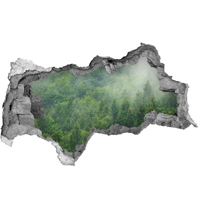 Wandbilder 3D Mauerdurchbruch Grüner Wald in einem Loch in der Wand