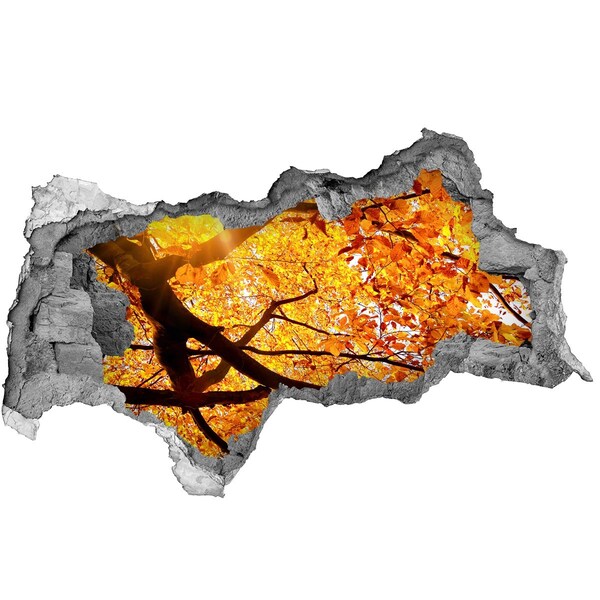 Wandbilder 3D Mauerdurchbruch Goldener Herbst hinter der Mauer