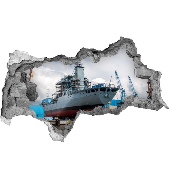 3D Wandtattoos Mauerdurchbruch Ein Schiff auf der Werft