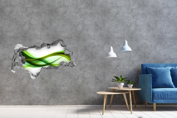 Wandtattoos Mauerdurchbruch Grüne Welle im Loch in der Wand