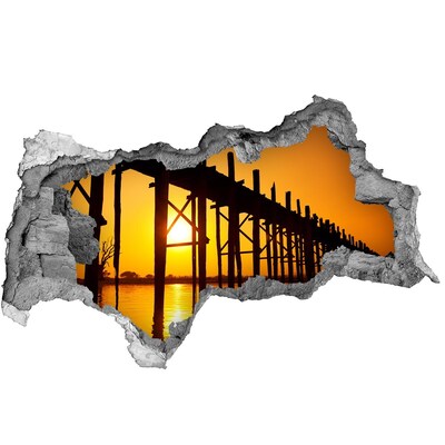 3D Wandtattoos Mauerdurchbruch Sonnenuntergang über der Seebrücke