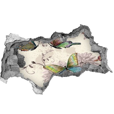 Wandbilder 3D Mauerdurchbruch Schmetterlinge in einer zerstörten Mauer