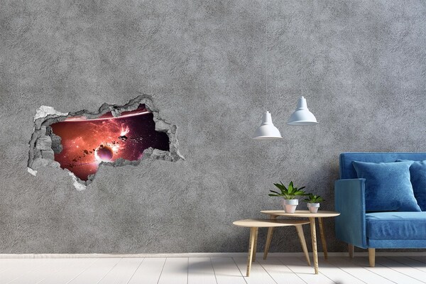 3D Wandtattoos Mauerdurchbruch Weltraumreise durch ein Loch in der Wand