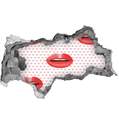 Wandtattoos Mauerdurchbruch Lippen in Herzen