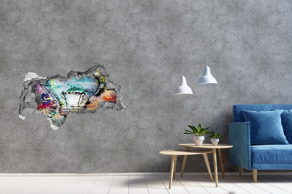 Wandbilder 3D Mauerdurchbruch Eine beschädigte Wand mit einer Lampe