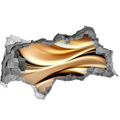 Wandbilder 3D Mauerdurchbruch Goldene Wellen in der Wand