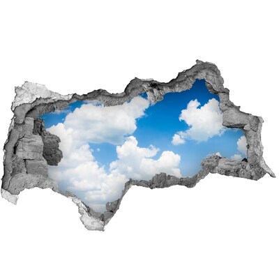 Wandbilder 3D Mauerdurchbruch Himmel mit Wolken durch ein Loch in der Wand