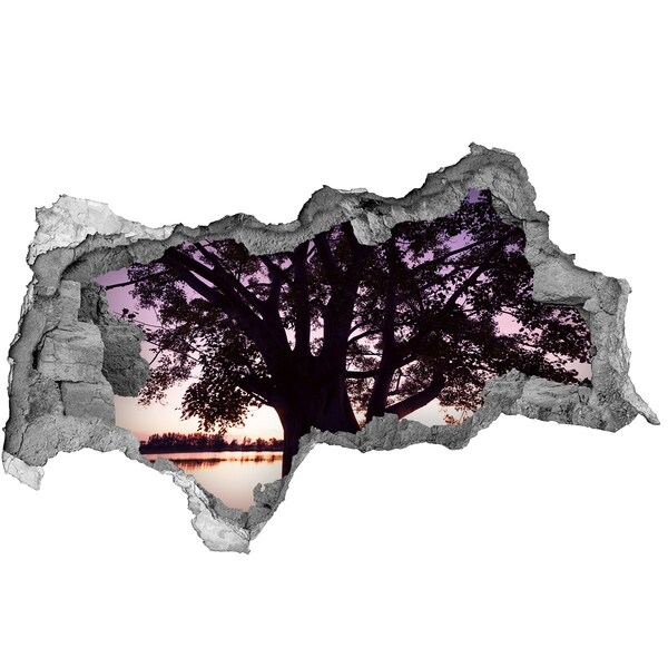 Wandtattoos Mauerdurchbruch Sonnenuntergang hinter dem Baum