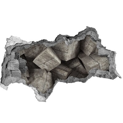 Wandbilder 3D Mauerdurchbruch Eine beschädigte Mauer mit Blick auf einen Betonplatz