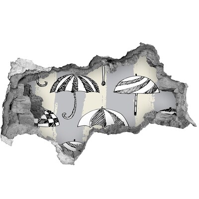 3D Wandtattoos Mauerdurchbruch Charmante Sonnenschirme am Strand