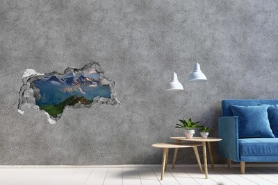 3D Wandtattoos Mauerdurchbruch Berglandschaft hinter dem Loch in der Wand
