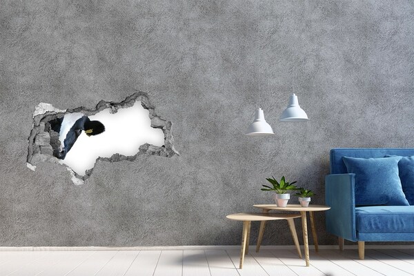 Mauerdurchbruch Aufkleber Kuh in einem Loch in der Wand