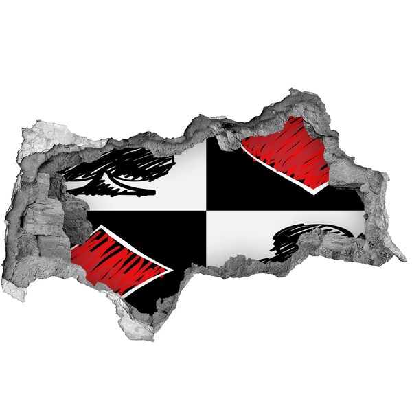 3D Wandtattoos Mauerdurchbruch Zerbrochene Mauer mit roten Akzenten