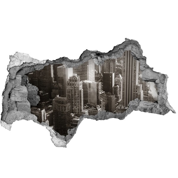 Wandtattoos Mauerdurchbruch Blick auf die Stadt durch ein Loch in der Wand