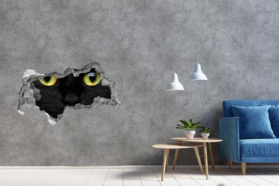 Wandbilder 3D Mauerdurchbruch Schwarze Katze durch ein Loch in der Wand