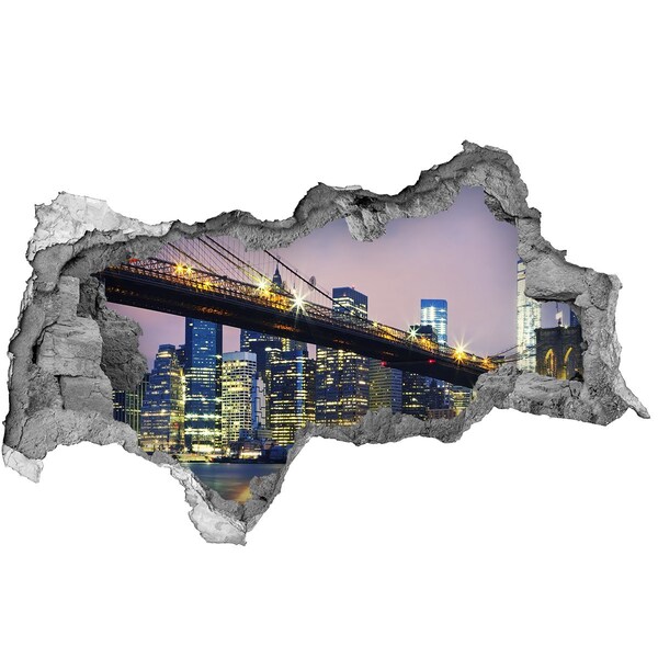3D Wandtattoos Mauerdurchbruch Brooklyn Bridge bei Nacht
