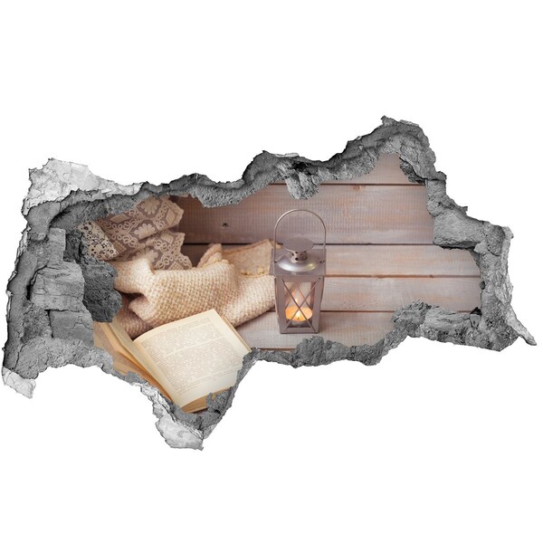 3D Wandtattoos Mauerdurchbruch Eine gemütliche Ecke mit einer Laterne