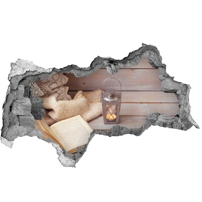 3D Wandtattoos Mauerdurchbruch Eine gemütliche Ecke mit einer Laterne