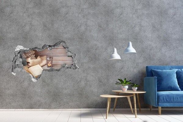 3D Wandtattoos Mauerdurchbruch Eine gemütliche Ecke mit einer Laterne