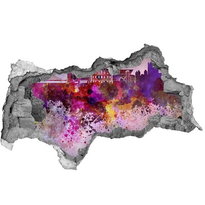 Wandtattoos Mauerdurchbruch Farbenfroher Blick auf die Stadt