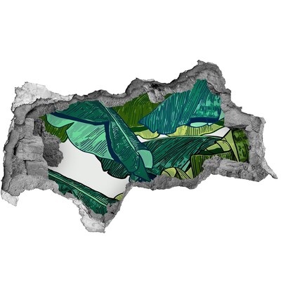 3D Wandtattoos Mauerdurchbruch Tropischer Garten mit Bananenblättern