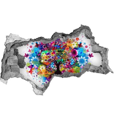 3D Wandtattoos Mauerdurchbruch Farbenfroher Baum des Lebens