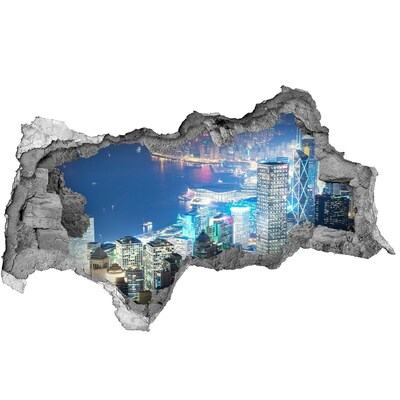3D Wandtattoos Mauerdurchbruch Blick auf die Stadt bei Nacht