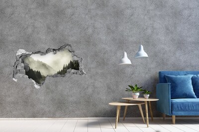 Wandtattoos Mauerdurchbruch Berglandschaft in den Wolken