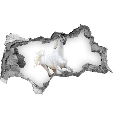 3D Wandtattoos Mauerdurchbruch Ein weißes Pferd auf der Flucht