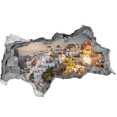 3D Wandtattoos Mauerdurchbruch Santorini in Griechenland