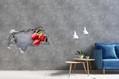 3D Wandtattoos Mauerdurchbruch Blumen aus Beton