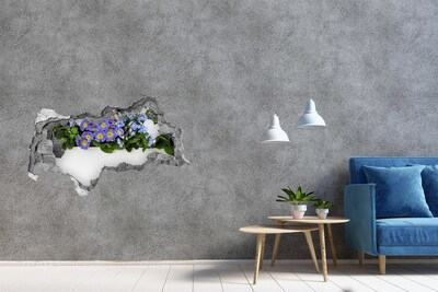 3D Wandtattoos Mauerdurchbruch Blumen in einem Loch in der Wand